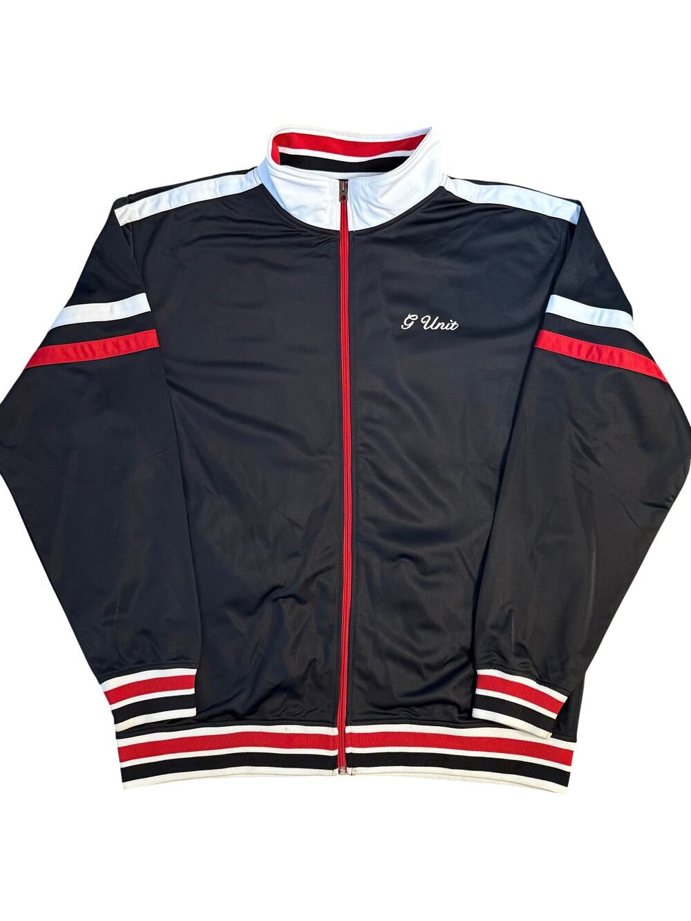 VTG G Unit Track Jacket Y2K Full Zip Polyester Black Red Size Unisex XLarge